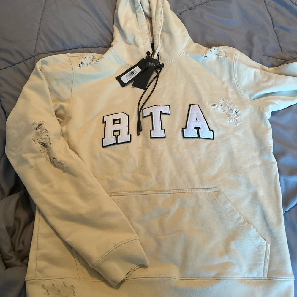 RTA Cream Distressed Hoodie